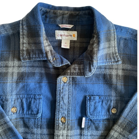 Carhartt Blue Plaid Flannel Shirt - Picture 2 of 7